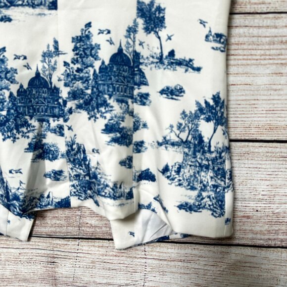 Commense Women’s Sleeveless Toile Print Vest Size L Blue Cream Button Front NWT - Picture 7 of 12